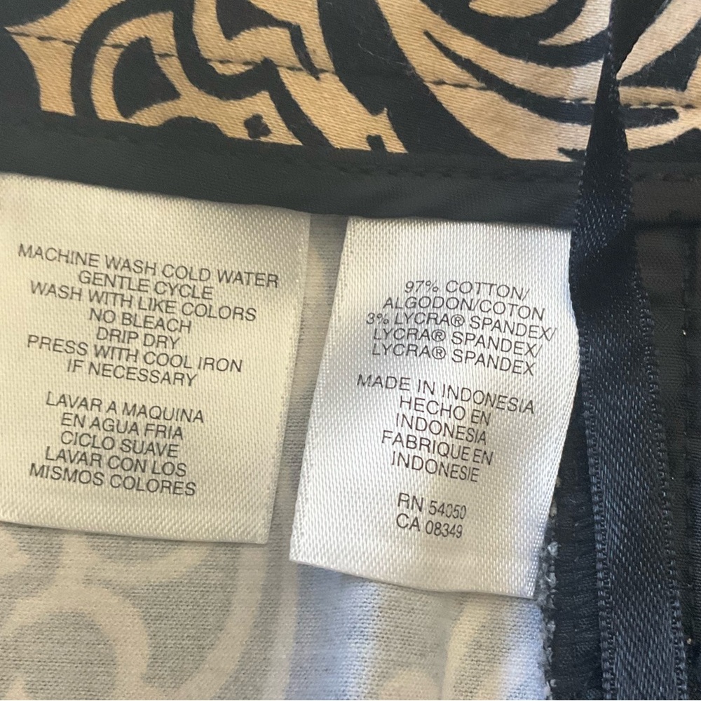 Jones New York Black & Tan Print Pants – Stretch Straight Leg Size 8 - Picture 9 of 11